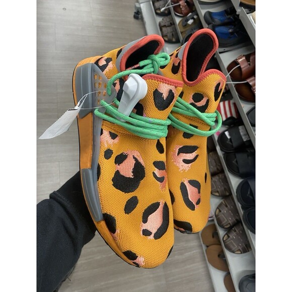 ADIDAS x PHARRELL WILLIAMS HU NMD "Pulse Amber" Animal Print HP3221 Size 10 New - Picture 1 of 9